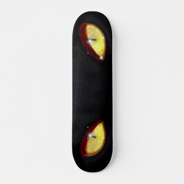 Black Cat Yellow Eyes Skateboard (Vorne)