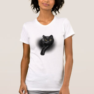 Black Cat Yellow Eyes T - Shirt Cats T-Shirt