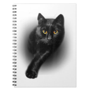 Black Cat Yellow Eyes T - Shirt Cats T-Shirt Notizblock