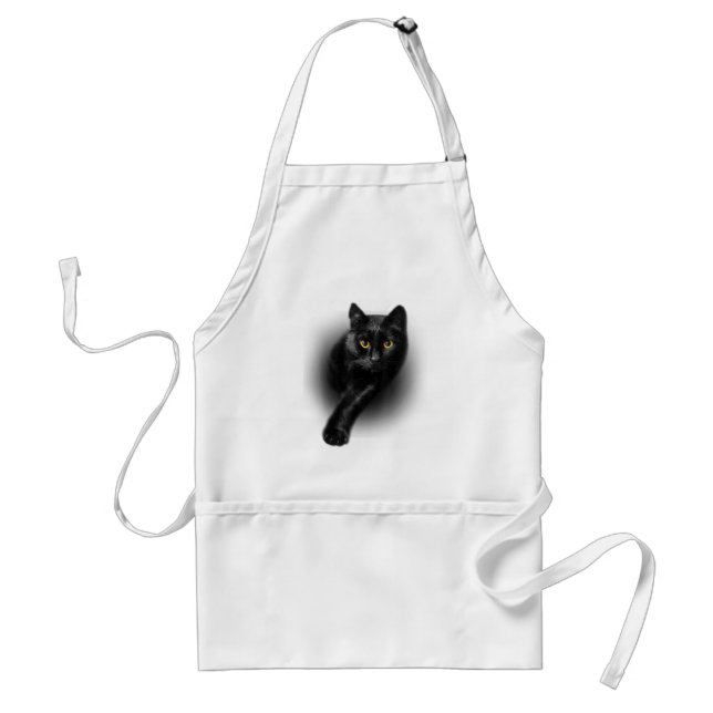 Black Cat Yellow Eyes T - Shirt Cats T-Shirt Schürze (Vorne)