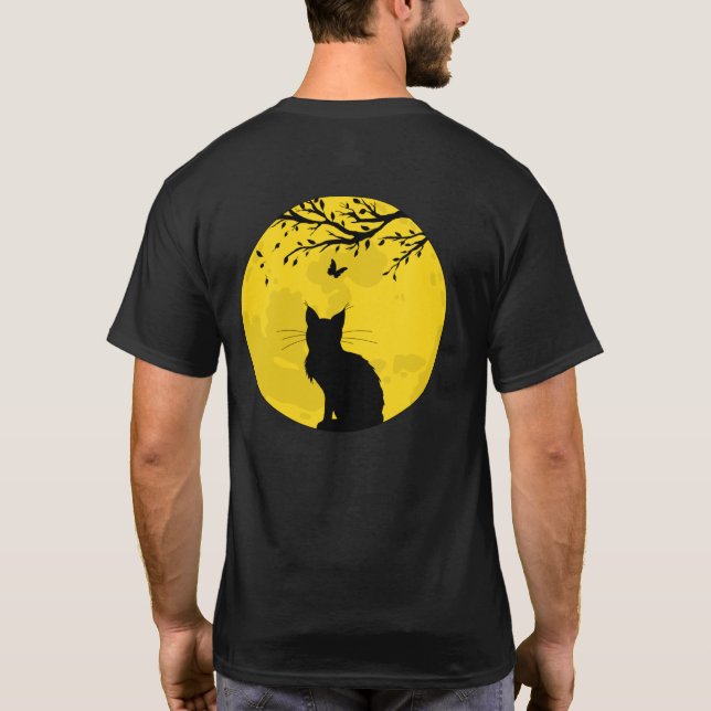 Black Cat Yellow Moon T - Shirt (Rückseite)