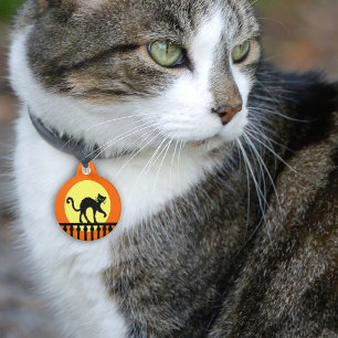 Black Cat Yellow Moon Zaun Haustiermarke