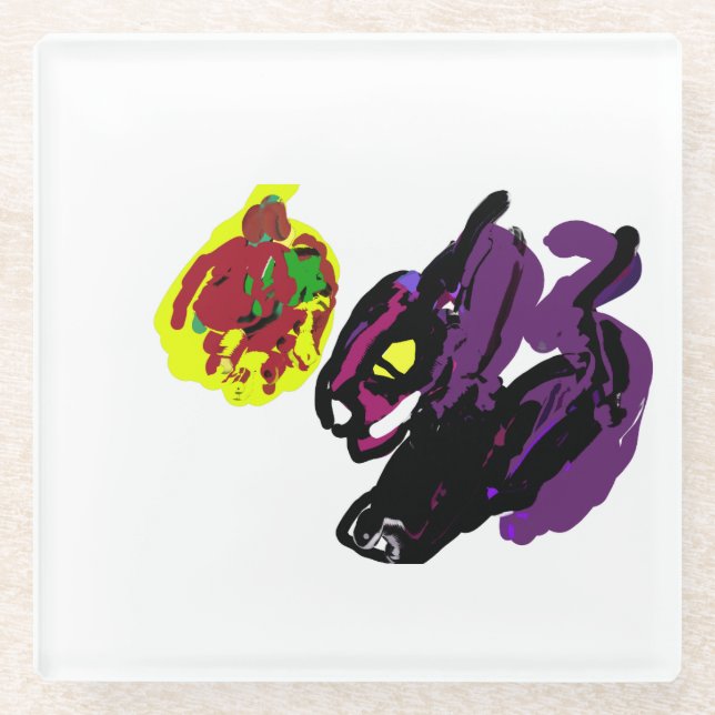 Black Cat yes Herbst Glasuntersetzer (Vorderseite)