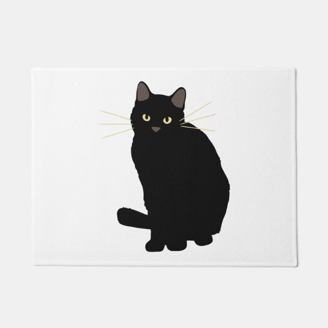 Black Cat Zeichnend Niedliche Black Cat Cat Mama C Fußmatte (Vorderseite)