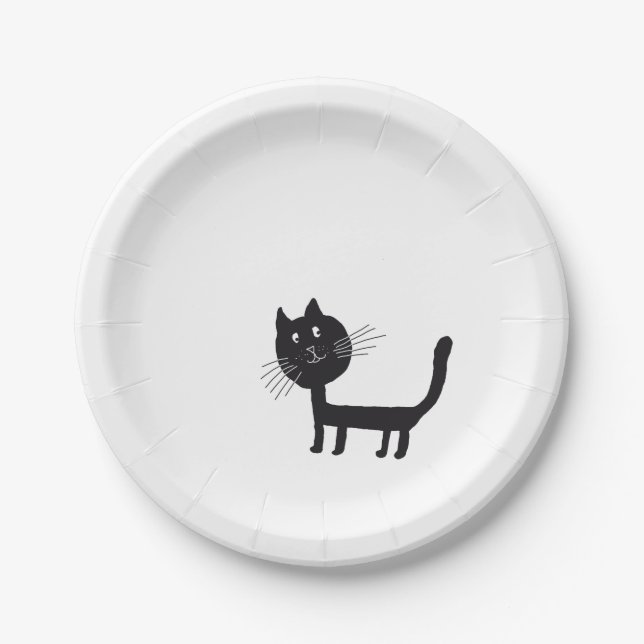 Black Cat Zeichnend Paper-Teller Pappteller (Vorderseite)