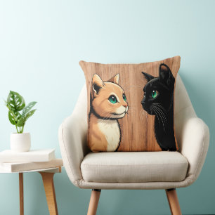Black Cat Zoning Out - Funny Kitten Meme Kissen