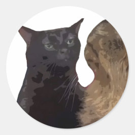 Black Cat Zoning Out Runder Aufkleber