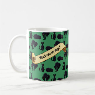 Black Cats Are Magic! Witches Cat Pixel Art Stripe Kaffeetasse