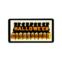 Black Cats Halloween Gruß Adressaufkleber