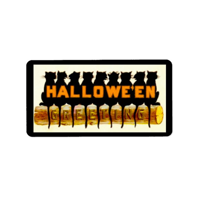 Black Cats Halloween Gruß Adressaufkleber (Vorne)