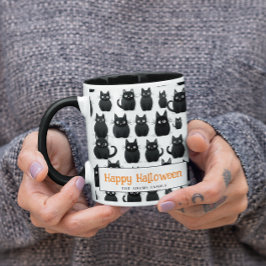 Black Cats Individuelle Name Happy Halloween Tasse
