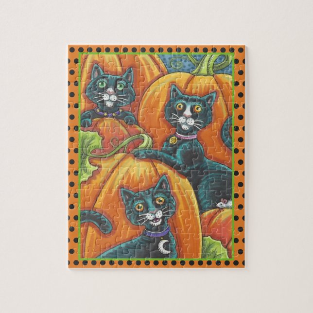 BLACK CATS, MOUSE, PUMPKIN PATCH HALLOWEEN PUZZLE (Vertikal)