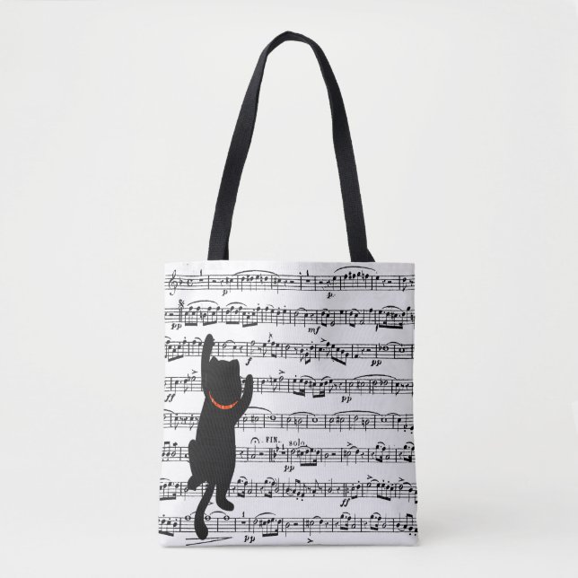 Black Cats On Sheet Music Sac fourre-tout (Devant)