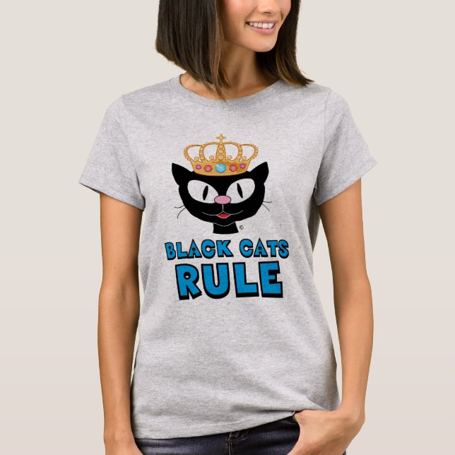 Black Cats Rule Cat Lover T-Shirt (Vorderseite)