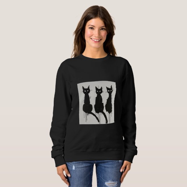 Black Cats Silhouette Sweatshirt (Vorne ganz)