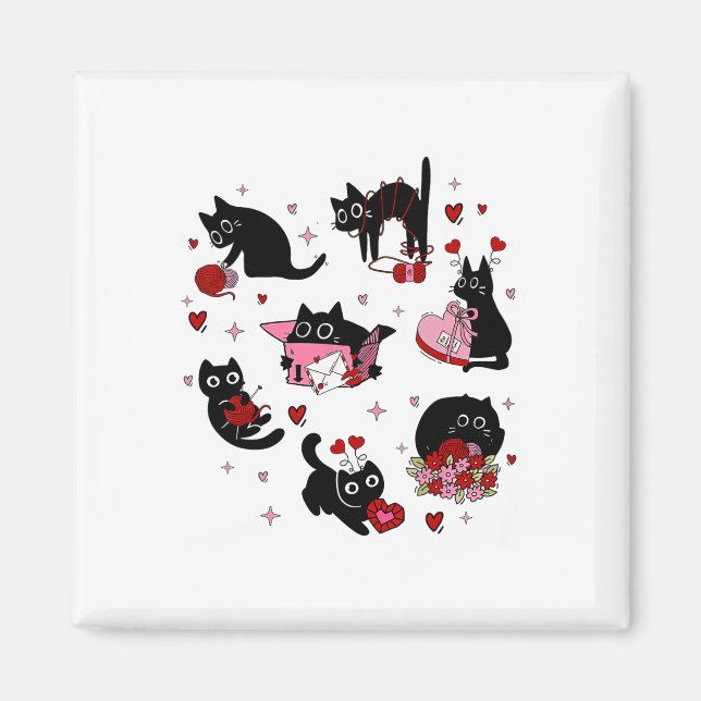Black Cats Valentine Magnet (Vorne)