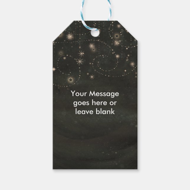 Black Celestial Dark Starry Sky Wirbel bevorzugen Geschenkanhänger (Vorderseite)