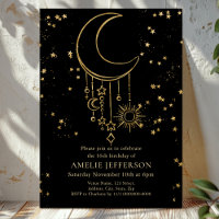 Black Celestial Star Moon Mystical Birthday