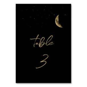 Black Celestial Wedding Tischnummer Sign