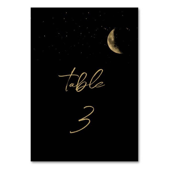 Black Celestial Wedding Tischnummer Sign (Vorderseite)