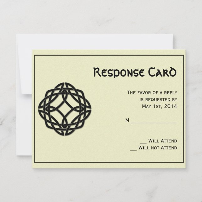 Black Celtic Eternity Knot Response Card RSVP Karte (Vorderseite)