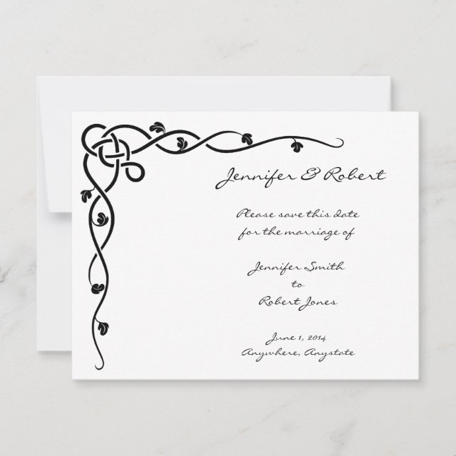 Black Celtic Knot Corner Save the Date (Vorderseite)