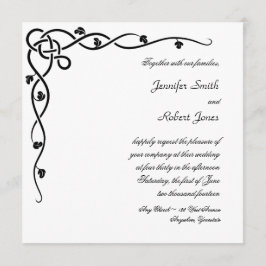 Black Celtic Knot Corner Vine Wedding Einladung