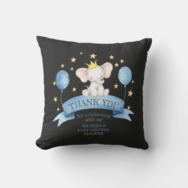 black chalk baby elephant STARS AND BALLOONS Kissen (Vorderseite)