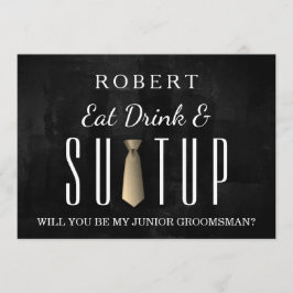 Black Chalkboard Anzug-up Werden Sie mein Trauzeug Einladung