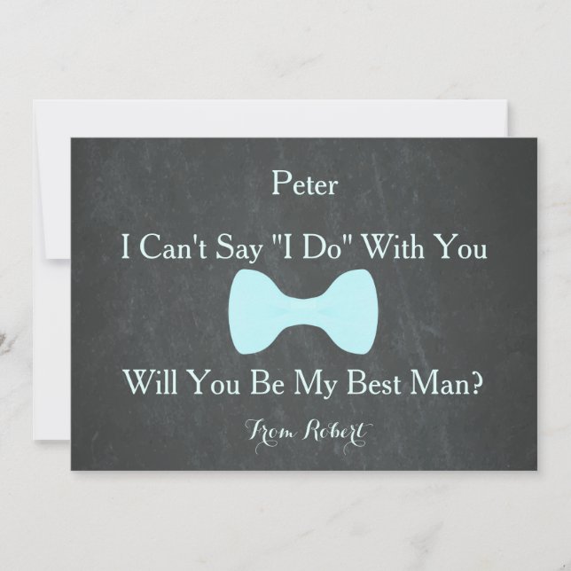 Black Chalkboard Bow Werden Sie mein Bestman Invit Einladung (Vorderseite)