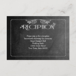 Black Chalkboard Elegante Empfang Card Begleitkarte