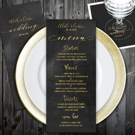 Black Chalkboard & Gold Calligraphy Wedding Menükarte