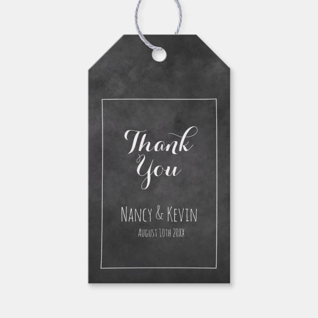 Black Chalkboard Hochzeit danke Ihnen für die Gabe Geschenkanhänger (Vorderseite)
