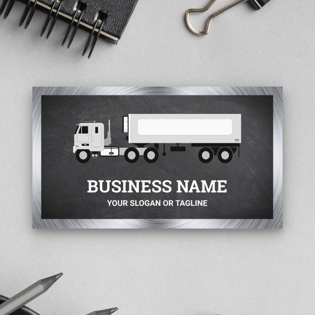 Black Chalkboard Logistics Truck Trailer Visitenkarte (Von Creator hochgeladen)