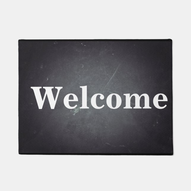 Black Chalkboard Modern Willkommen Personalisiert Fußmatte (Vorderseite)
