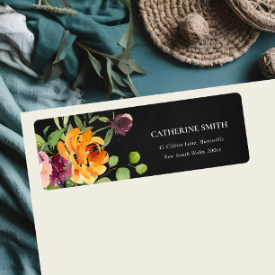 BLACK CHALKBOARD PINK YELLOW ORANGE FLORAL ADRESSE