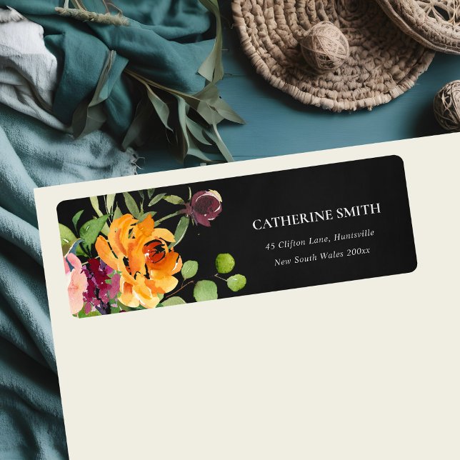 BLACK CHALKBOARD PINK YELLOW ORANGE FLORAL ADRESSE (Von Creator hochgeladen)