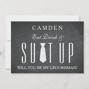Black Chalkboard Suitup Werden Sie mein Trauzeuge Einladung