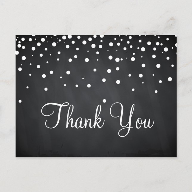 Black Chalkboard Trendy Gold Glitzer Vielen Dank Postkarte (Vorderseite)