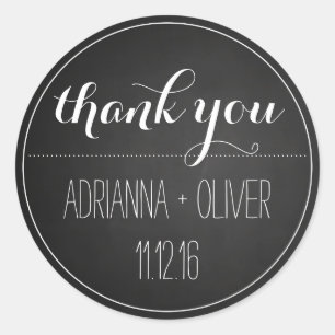 Black Chalkboard Vintage Wedding Runder Aufkleber