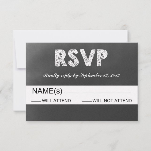 Black Chalkboard Wedding RSVP Karte (Vorderseite)