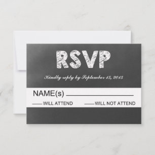 Black Chalkboard Wedding RSVP Karte