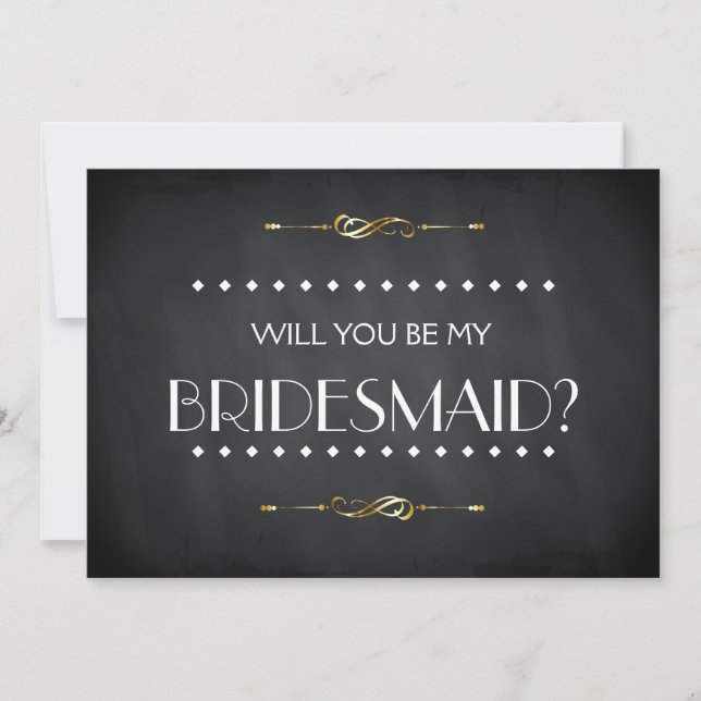 Black ChalkBoard Werden Sie meine Bridesmaid-Einla Einladung (Vorderseite)
