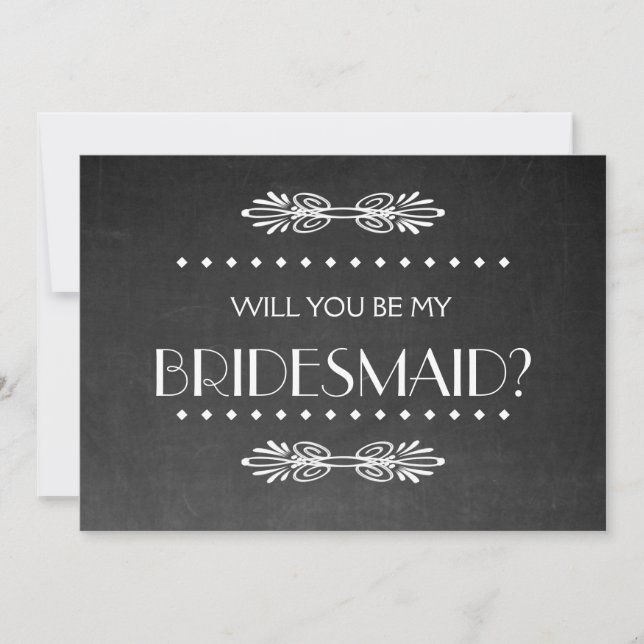 Black ChalkBoard Werden Sie meine Bridesmaid-Einla Einladung (Vorderseite)