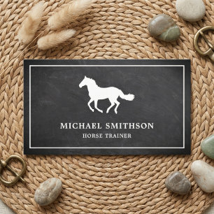 Black Chalkboard White Horse Riding Instructor Visitenkarte