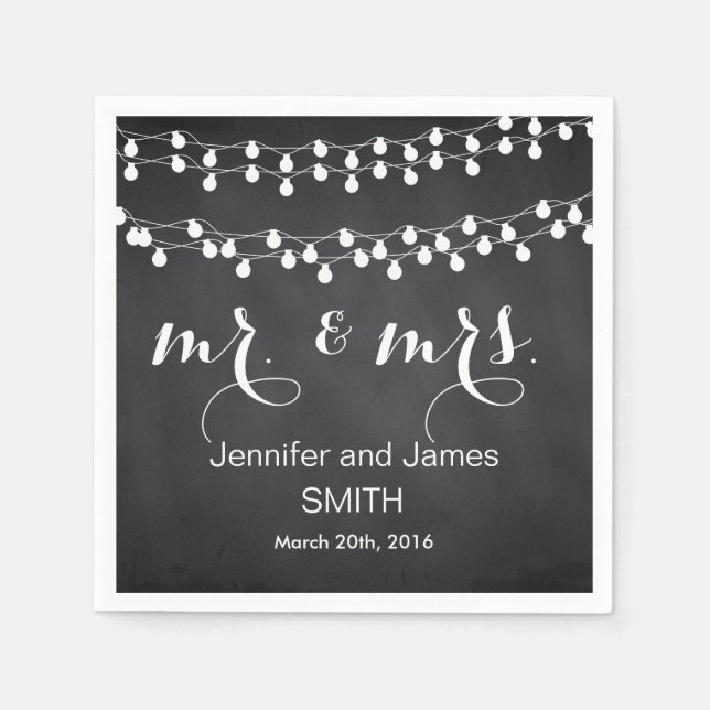 Black Challkboard Wedding Confetti Gold Glitzer Serviette (Vorderseite)