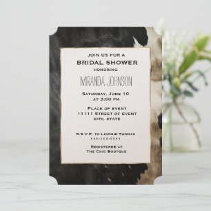 Black Champagne Gold Cowhide Brautparty Einladung