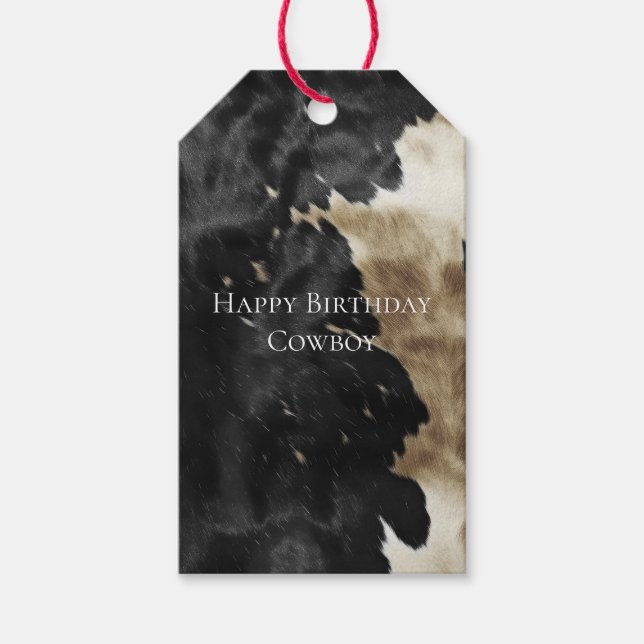 Black Champagne Gold Cowhide Geschenkanhänger (Vorderseite)