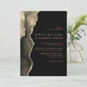 Black & Champagne Gold Hochzeit Einladung