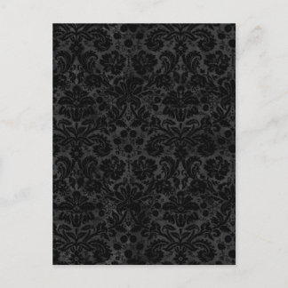 Black Charcoal Damask Postkarte